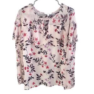 Lauren Conrad Pink Ruffle Sheer Long Sleeve Blouse - XL